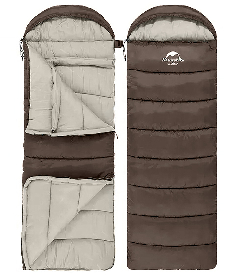 Мешок спальный Naturehike U350S, (190+30)х75 см, (ТК: -3C), (левый), коричневый