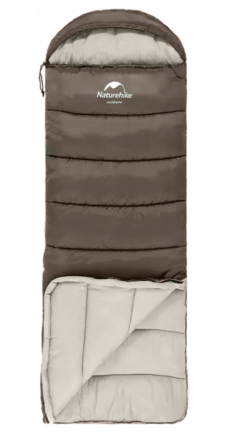Мешок спальный Naturehike U350S, (190+30)х75 см, (ТК: -3C), (левый), коричневый