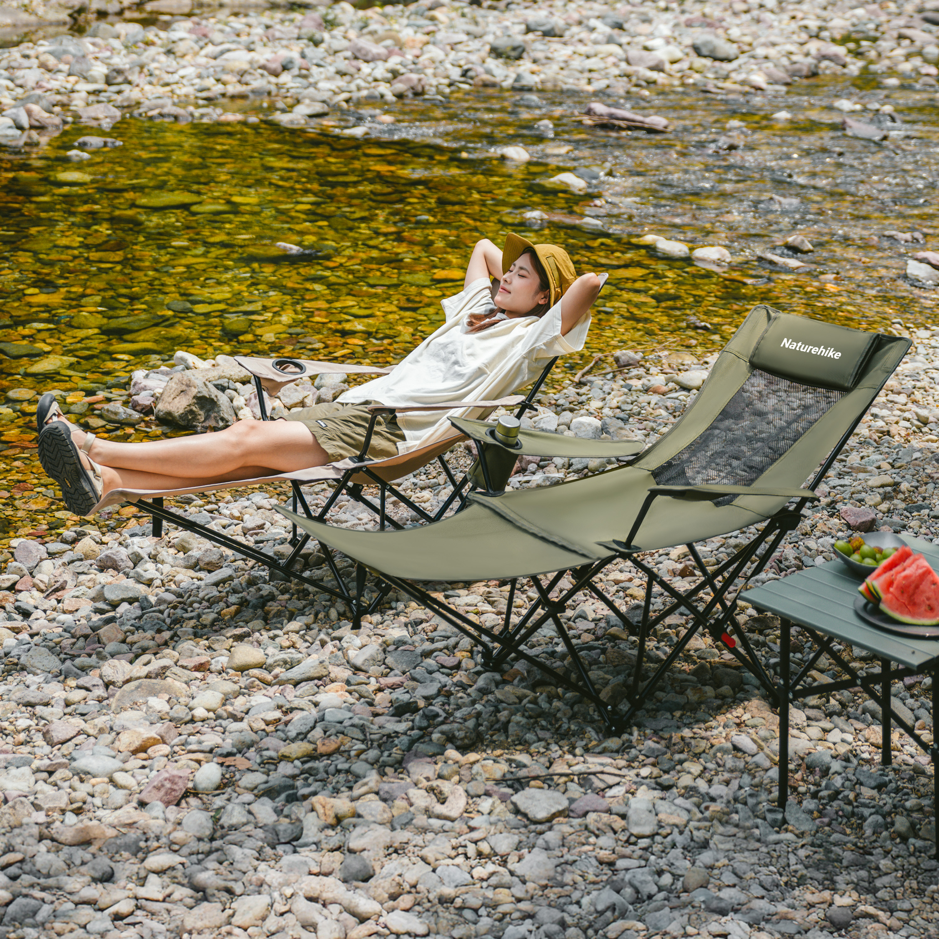 Кресло туристическое Naturehike Nightfall T05, 147х78,5х82 / 89 см, складное, до 150 кг. зеленое
