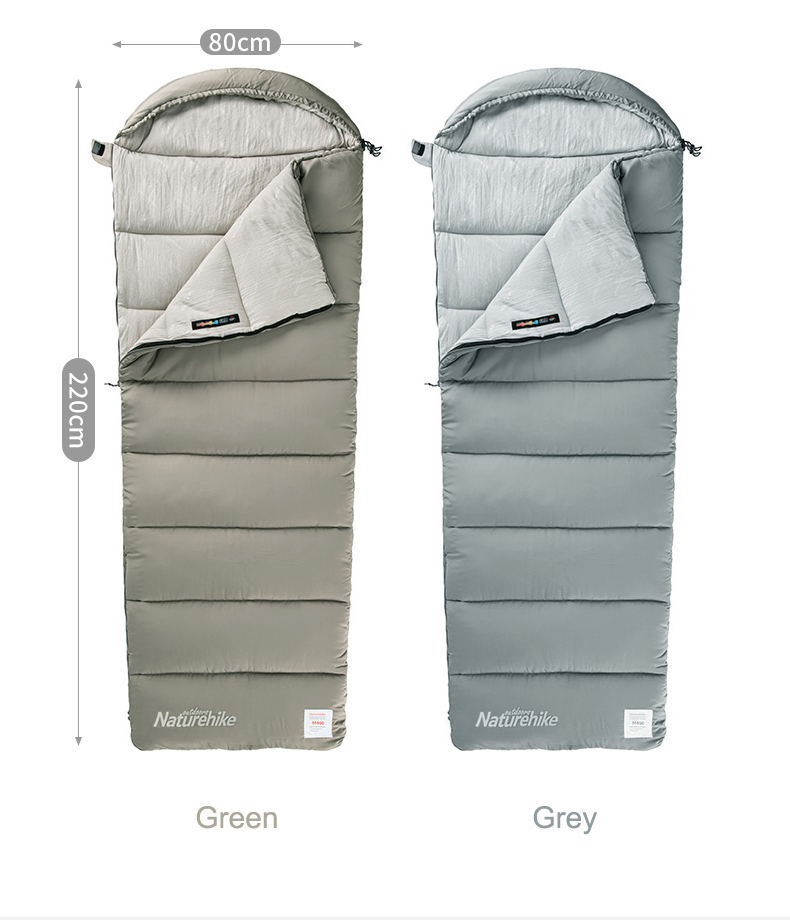 Мешок спальный Naturehike Envelope M300, (190+30)х80 см, (правый) (ТК: +6C), зеленый